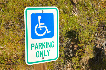 Disabled person parking only sign in nature of Joshua Tree National Park