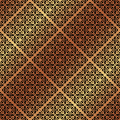 Golden ornamental seamless pattern. Template for design.