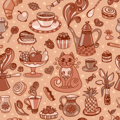 Beautiful breakfast seamless pattern