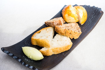 Delicious bread on table