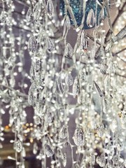 Chrystal drops and light reflection inside anstract festive mood