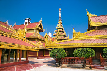 Fototapeta na wymiar The Royal palace in Mandalay, Myanmar