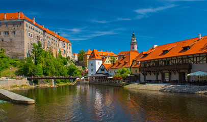 Fototapeta na wymiar View on the medieval old town of Cesky Krumlov, Czech Republic