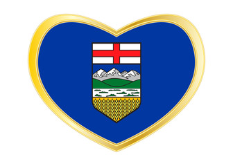 Flag of Alberta in heart shape, golden frame