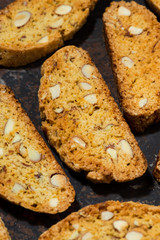 sweet Italian cookies cantucci, vertical top view