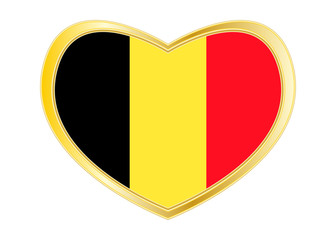 Fototapeta premium Flag of Belgium in heart shape, golden frame