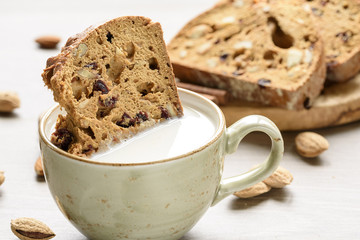 Biscotti with nuts and cranberries. Selective focus