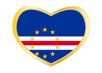 Flag of Cape Verde in heart shape, golden frame