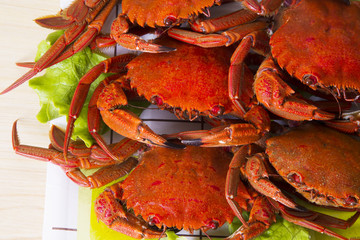 crab dish with lettuce and lemon