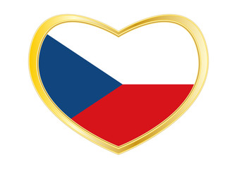 Flag of Czech Republic in heart shape golden frame