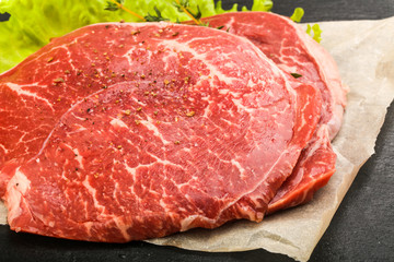 Raw beef schnitzel