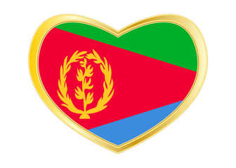 Flag of Eritrea in heart shape, golden frame