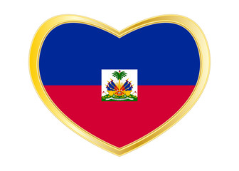 Obraz premium Flag of Haiti in heart shape, golden frame
