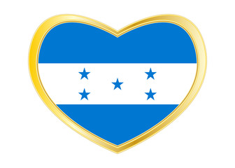 Flag of Honduras in heart shape, golden frame