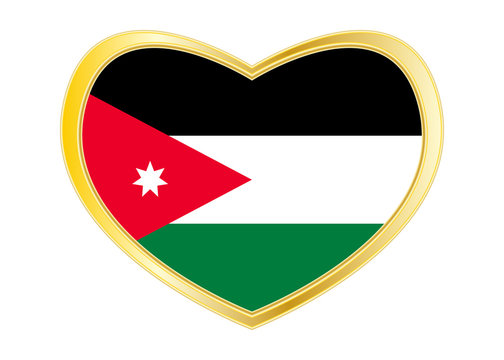 Flag of Jordan in heart shape, golden frame - Powered by Adobe