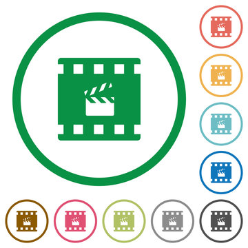 Movie production flat icons with outlines