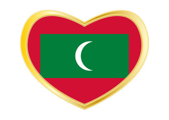 Obraz premium Flag of Maldives in heart shape, golden frame