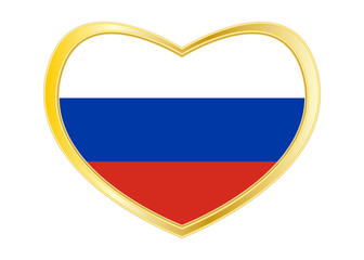 Flag of Russia in heart shape, golden frame