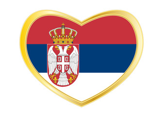 Flag of Serbia in heart shape, golden frame