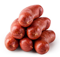 Stack of fresh juicy sausages