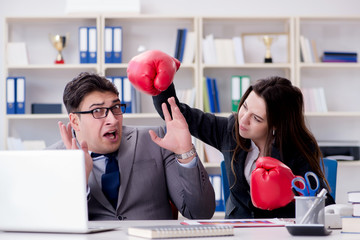 Office conflict between man and woman