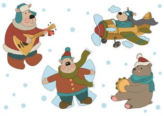 Dog with friend on winter fun