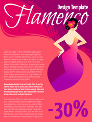 Design template with illustration of a woman dancing flamenco