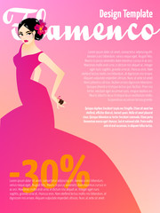 Design template with illustration of a woman dancing flamenco