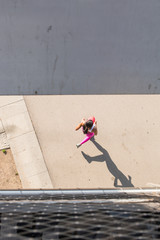 top view of a fit woman runner