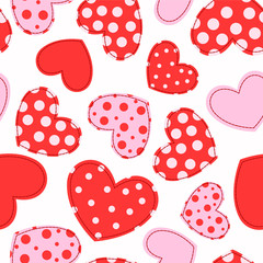Cute seamless pattern with patchwork hearts