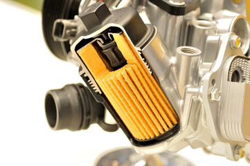 Car oil filter with housing.