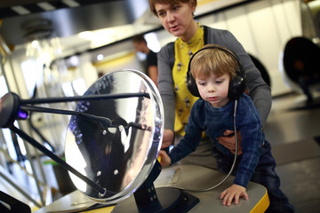 Mother with son tunning radar