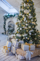 Christmas decorations, Christmas tree, gifts, new year