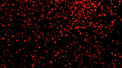 Fototapeta na wymiar Raining Lots of Chubby and Tiny Red Six Branchs Stars