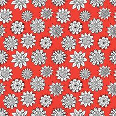 Doodle flowers pattern