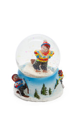 Snow globe travel souvenier destination isolated on white background