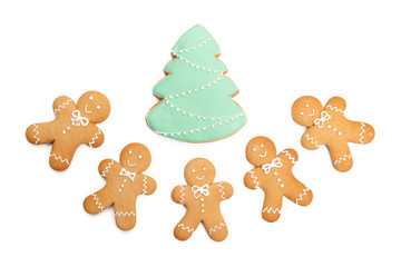 Christmas homemade gingerbread cookie on white