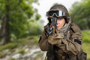 Special forces soldier with rifle