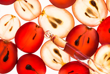 Grape seed oil or serum beauty care natural anti-aging cosmetic.Dropper with oil.