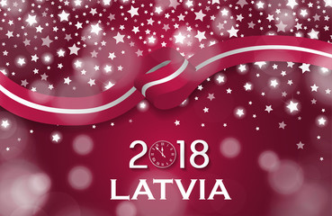 Austria New Year 2018 National greeting card luxury style flag ribbon concept. Vector Illustration