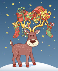 Christmas card with reindeer.