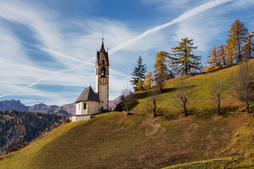Fototapeta premium Romantic church in La Valle - Wengen