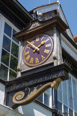 TUNBRIDGE WELLS, KENT/UK - JUNE 30 : A close-up view of the famous Pantiles clock in Royal Tunbridge Wells on June 30, 2009