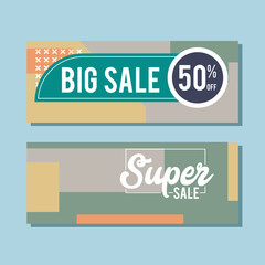 Big Sale modern banner in the Memphis style