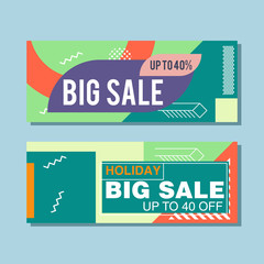 Big Sale modern banner in the Memphis style