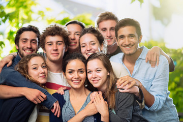 Group of  young people, they are looking at camera