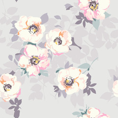 soft watercolor like floral print ~ seamless background
