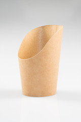 French fries kraft blank paper box on white background