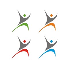 Abstract human figure, happy, fun, healthy theme logo design template vector illustration