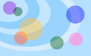 abstract background with white and blue rings and colored circles